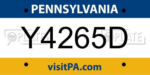Y4265D Pennsylvania License Plate