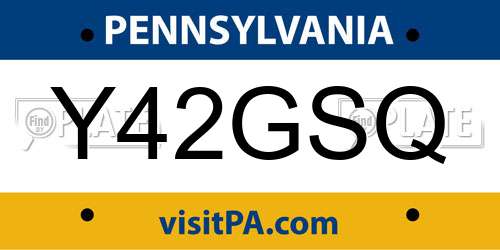Y42GSQ Pennsylvania License Plate