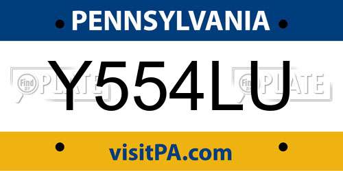 Y554LU Pennsylvania License Plate