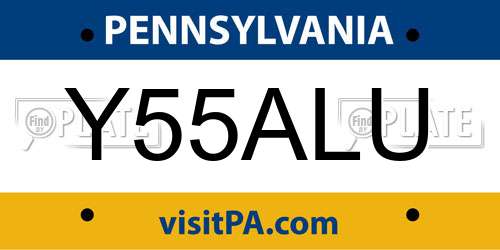 Y55ALU Pennsylvania License Plate