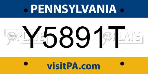 Y5891T Pennsylvania License Plate
