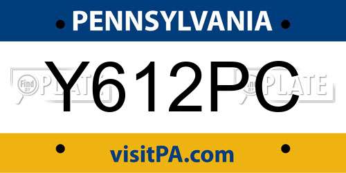 Y612PC Pennsylvania License Plate