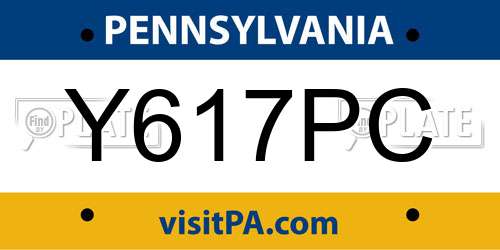 Y617PC Pennsylvania License Plate