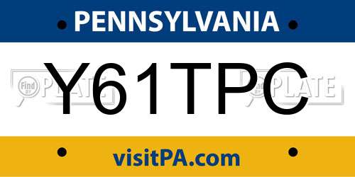 Y61TPC Pennsylvania License Plate