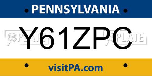 Y61ZPC Pennsylvania License Plate