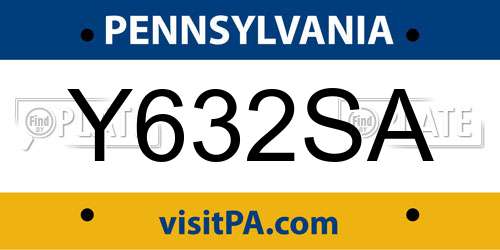 Y632SA Pennsylvania License Plate