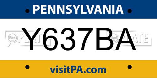 Y637BA Pennsylvania License Plate