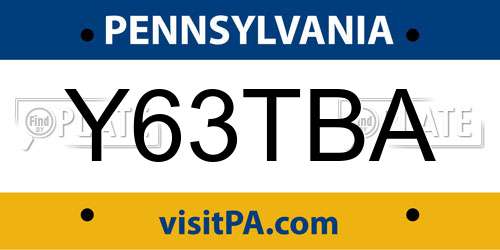 Y63TBA Pennsylvania License Plate