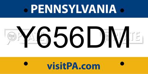 Y656DM Pennsylvania License Plate
