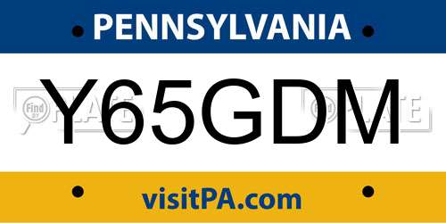 Y65GDM Pennsylvania License Plate