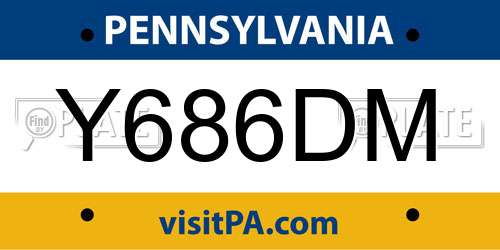 Y686DM Pennsylvania License Plate