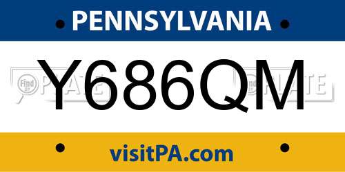 Y686QM Pennsylvania License Plate