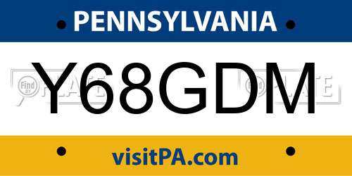 Y68GDM Pennsylvania License Plate