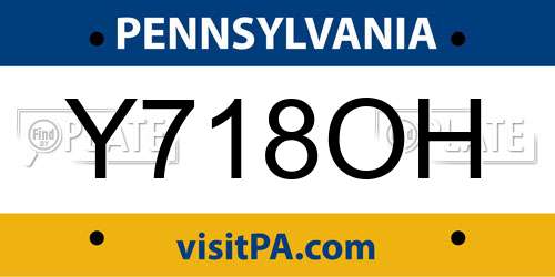 Y718OH Pennsylvania License Plate
