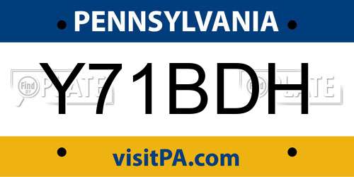 Y71BDH Pennsylvania License Plate