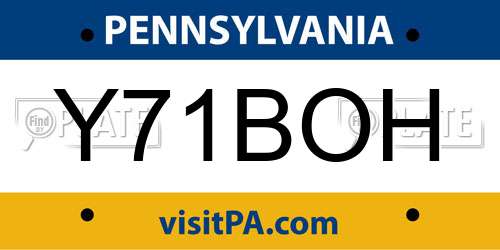 Y71BOH Pennsylvania License Plate