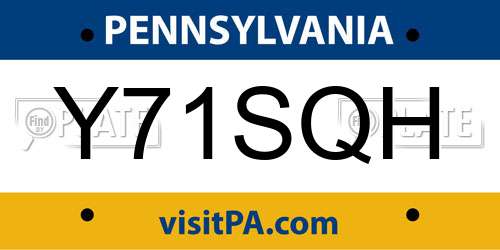 Y71SQH Pennsylvania License Plate