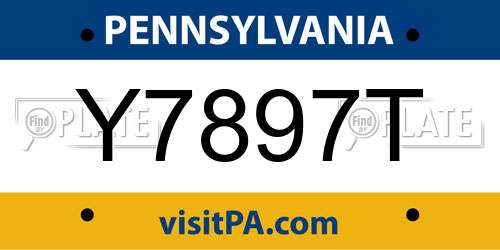 Y7897T Pennsylvania License Plate