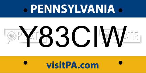 Y83CIW Pennsylvania License Plate