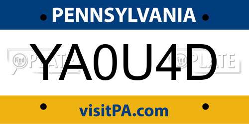 YA0U4D Pennsylvania License Plate