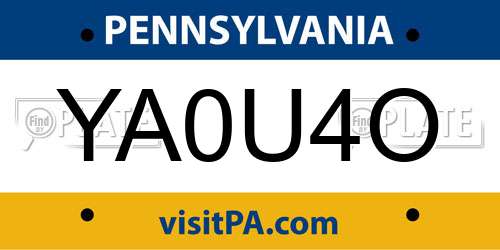 YA0U4O Pennsylvania License Plate