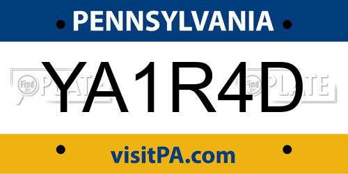 YA1R4D Pennsylvania License Plate