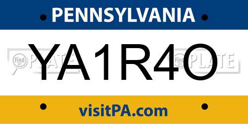 YA1R4O Pennsylvania License Plate