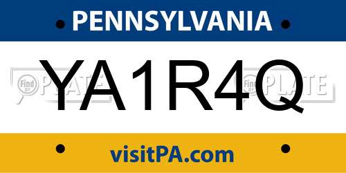 YA1R4Q Pennsylvania License Plate