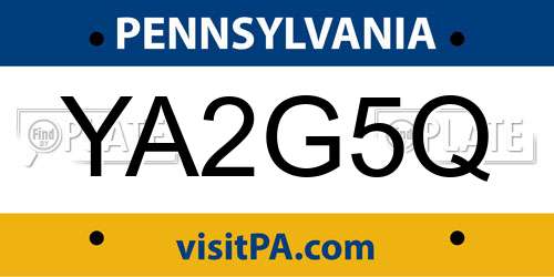 YA2G5Q Pennsylvania License Plate