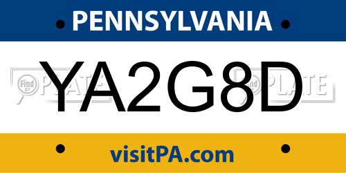 YA2G8D Pennsylvania License Plate