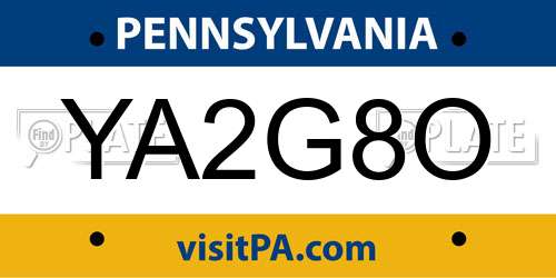 YA2G8O Pennsylvania License Plate