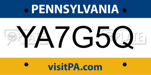 YA7G5Q Pennsylvania License Plate