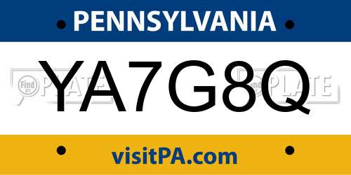 YA7G8Q Pennsylvania License Plate