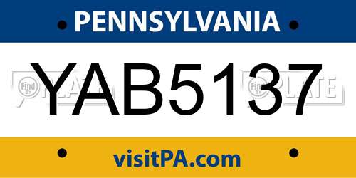 YAB5137 Pennsylvania License Plate