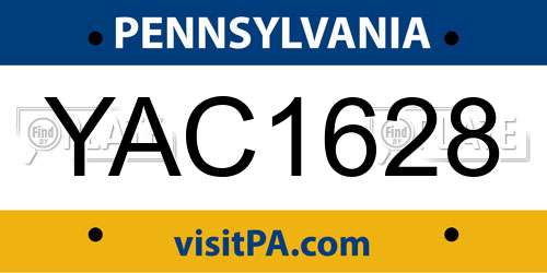 YAC1628 Pennsylvania License Plate