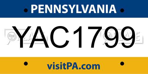 YAC1799 Pennsylvania License Plate