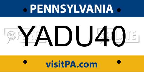 YADU40 Pennsylvania License Plate