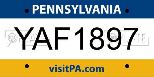 YAF1897 Pennsylvania License Plate