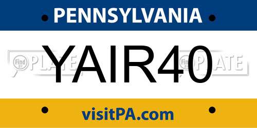 YAIR40 Pennsylvania License Plate