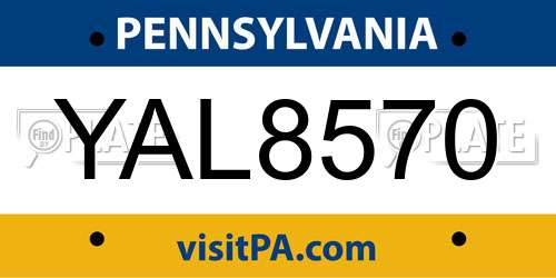 YAL8570 Pennsylvania License Plate