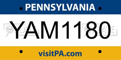 YAM1180 Pennsylvania License Plate