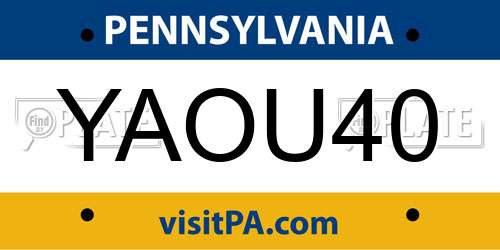 YAOU40 Pennsylvania License Plate