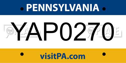 YAP0270 Pennsylvania License Plate
