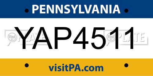 YAP4511 Pennsylvania License Plate