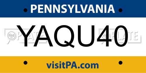 YAQU40 Pennsylvania License Plate