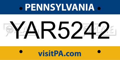 YAR5242 Pennsylvania License Plate