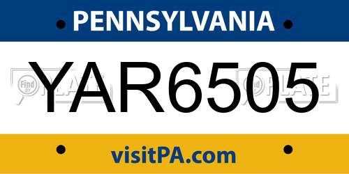 YAR6505 Pennsylvania License Plate