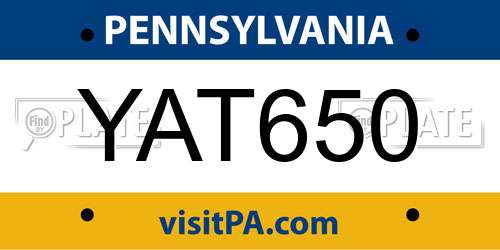 YAT650 Pennsylvania License Plate