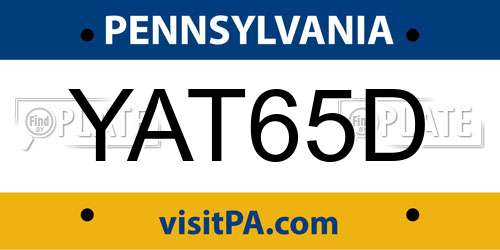 YAT65D Pennsylvania License Plate