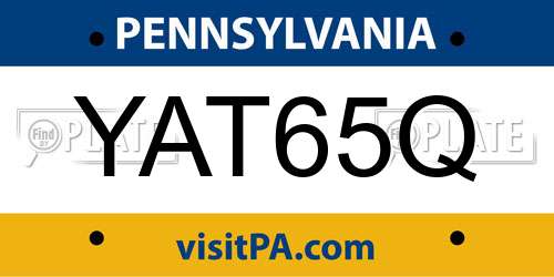 YAT65Q Pennsylvania License Plate